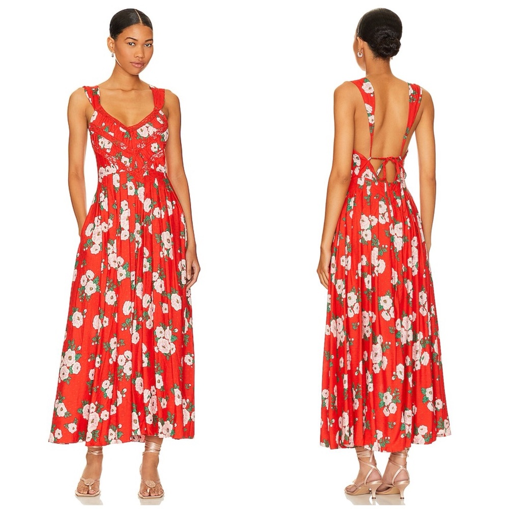 Free People x Revolve Lovers Heart Midi in Red Combo Size L